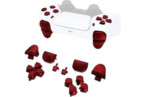 eXtremeRate Replacement D-pad R1 L1 R2 L2 Triggers Share Options Face Buttons, Scarlet Red Full Set Buttons Compatible with p