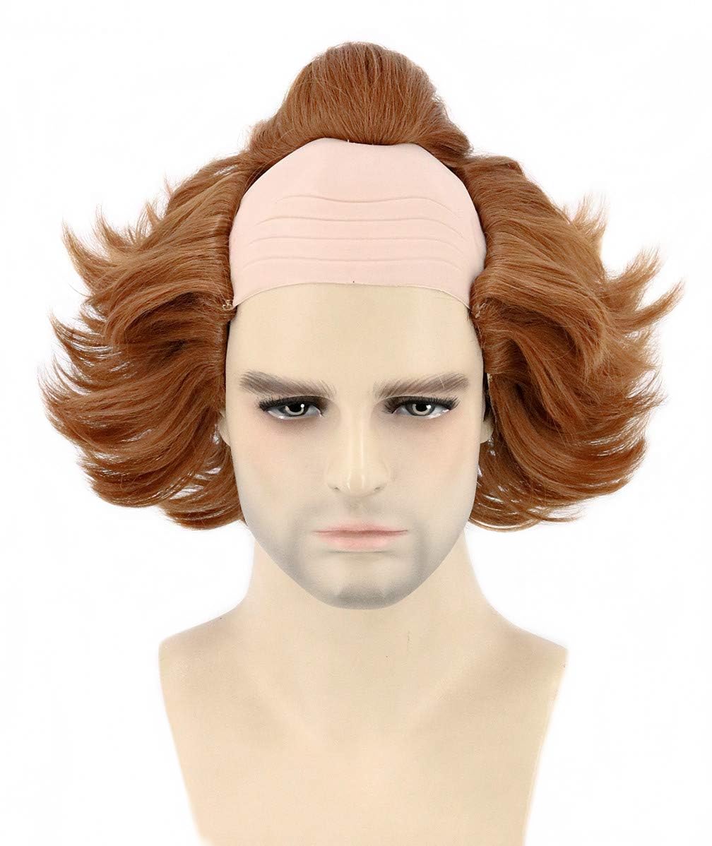 Topcosplay Clown Wig for Kids Cosplay Wig Short Brown Bald Head Wigs for Halloween Carnival