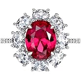 Michooyel S925 2.0ct Ruby Pigeon Blood Ring Oval Cut Engagement Ring Bands Wedding Ring Sterling Silver Cubic Zirconia Fine Jewelry For Women