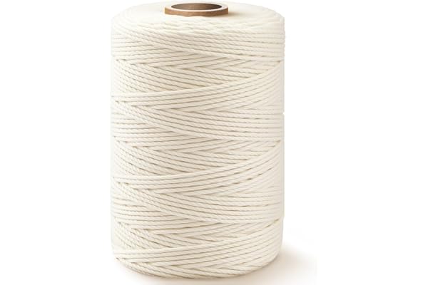 SMART&CASUAL 600 Feet 2mm Cotton Butcher Twine String Soft Food Safe for Cooking Craft Baker Kitchen Meat Turkey Sausage Roasting Gift Wrapping Gardening Crocheting Knitting