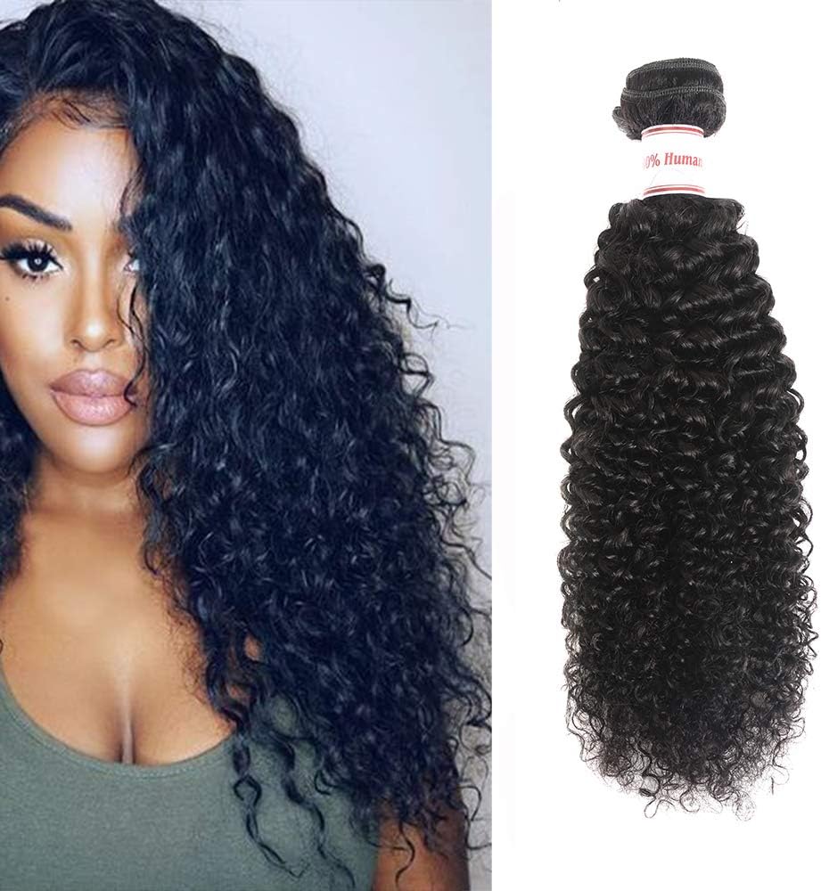 Brazilian Kinky Curly Virgin Hair 3 Bundles With Free Part Closure 100% Unprocessed Brazilian Curly Human Hair Weave With Lace Closure 350g/lot Natural Black (14inch)