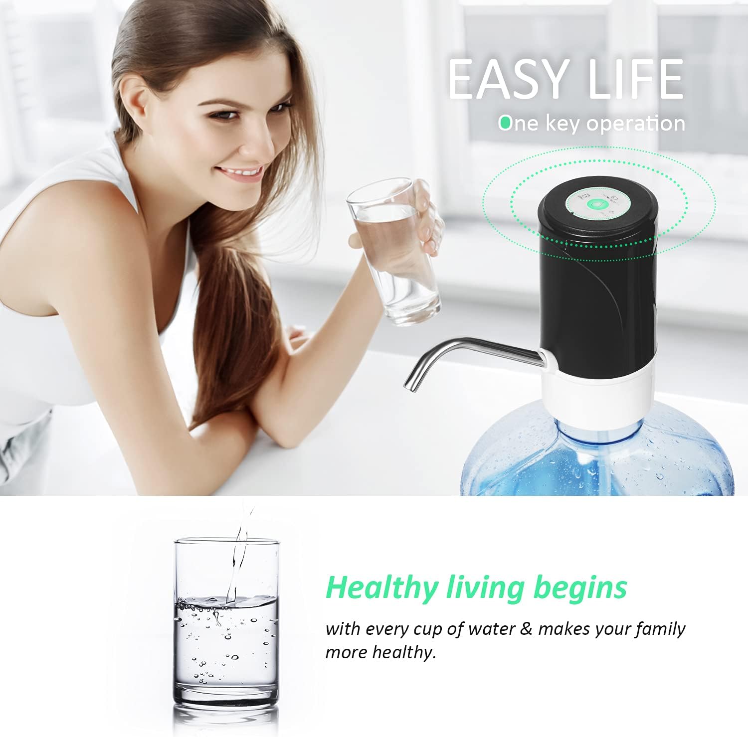 Bottle Water Dispenser Pump 5 Gallon Water Dispenser USB Charging Automatic Drinking Water Pump Portable Electric Bottle Water Pump For Universal 2-5 Gallon Bottle Home Office - - 