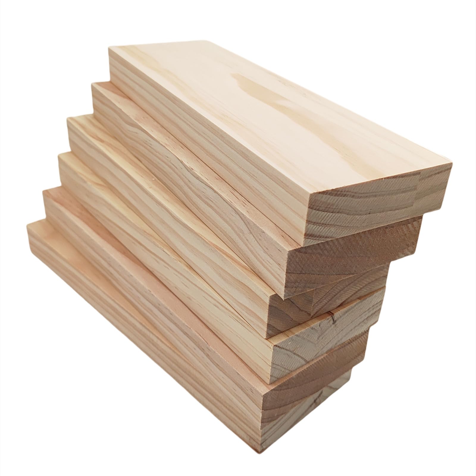 6PCS Rectangle Wood Boards Unfinished Wood Blocks, 25x8x2.5cm Blank Wooden Craft Blocks for Carving,Painting & Burning
