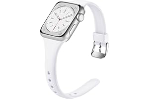 Laffav Slim Band Compatible with Apple Watch 40mm 38mm 41mm 44mm 42mm 45mm 46mm 49mm for Women Men, Soft Silicone Narrow Thin