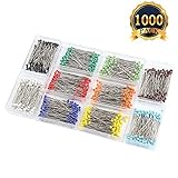 SUBANG 1000pcs Sewing Pins 38mm Multicolor Glass Ball Head Pins For Dressmaking Jewelry Components Flower Decoration With Transparent Cases, 10 Colors