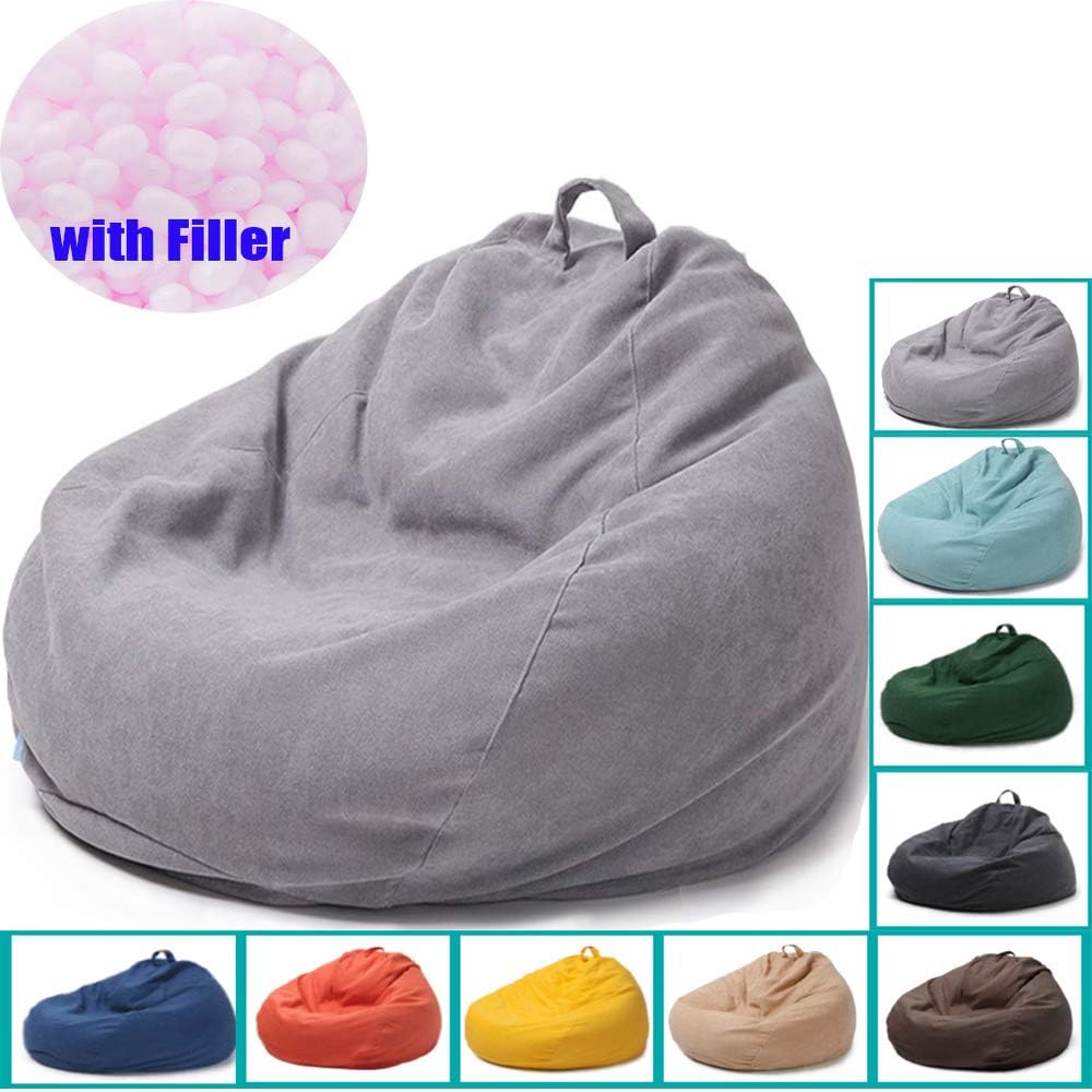 Ultra Soft Bean Bag Chair, Stuffed Beanbag Seat Chair with Removable Microsuede Cover Particle Filling Memory Foam Lazy Sofa Furniture Bean Bag for Kids Teens Adults