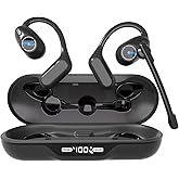 iDIGMALL Bluetooth 5.4 Headset w/Detachable Microphone, Open Ear Headphones w/DSP Noise Canceling Mic & Mute for Call, Multipoint Wireless Earbuds w/Charging Case for Office Home Work Driving Travel