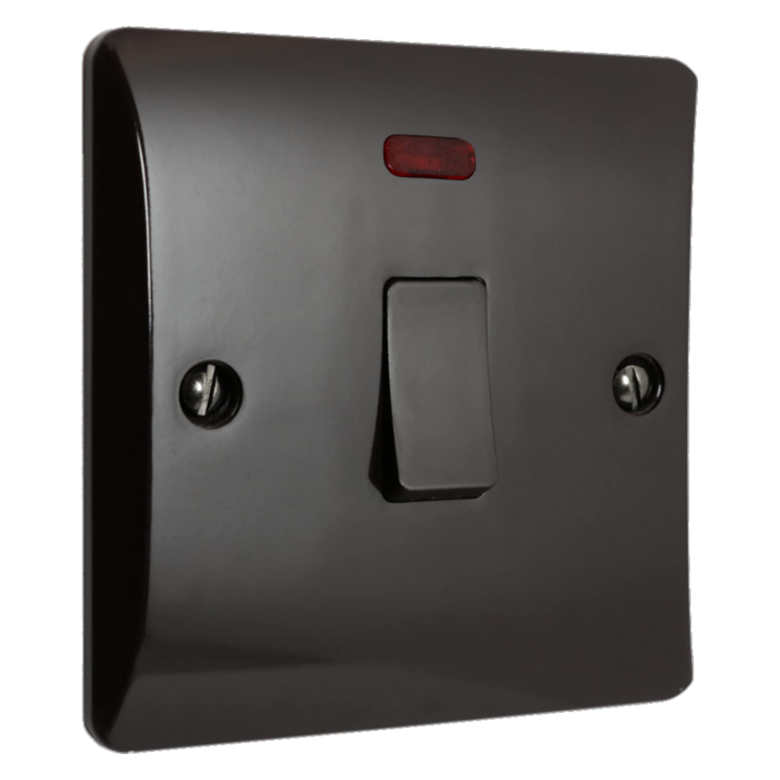 eXalt Brand by Restoreum Ltd. Vintage Period Style Bakelite Dark Brown Dual Pole Switch with Neon Indicator Standard UK DP 1-Gang 20 Amp DP