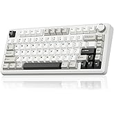 SOLAKAKA A75 75% Wireless Mechanical Keyboard, Hot Swappable Gaming Keyboard with Multifunction Knob &amp; RGB, Gasket Mounted Creamy Keyboard, PBT Keycaps, Compact Layout for Win/Mac/PC