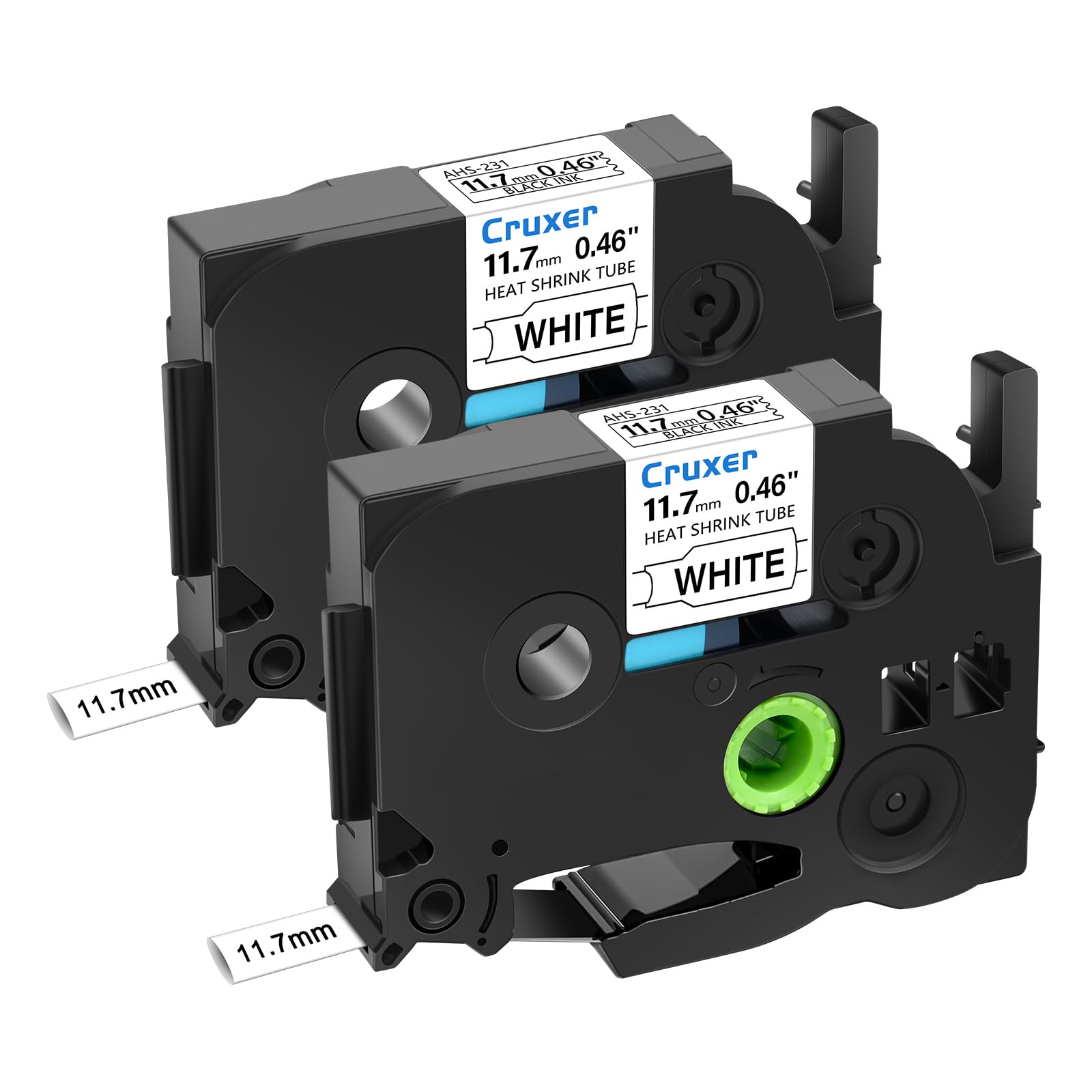 Cruxer 2 Pack Replacement for Brother HSe-231 11.7mm Heat Shrink Tube Black on White HSE231 HS231 Heat Shrink Label Tape for P-Touch PT-D600 E500 D210 D400 E550W 7600 D800W Labels Maker