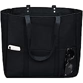 Ghsiuly Large Canvas Tote Bag for Women - Utility Work Tote with Zipper Foldable Heavy Duty Shopping Bag