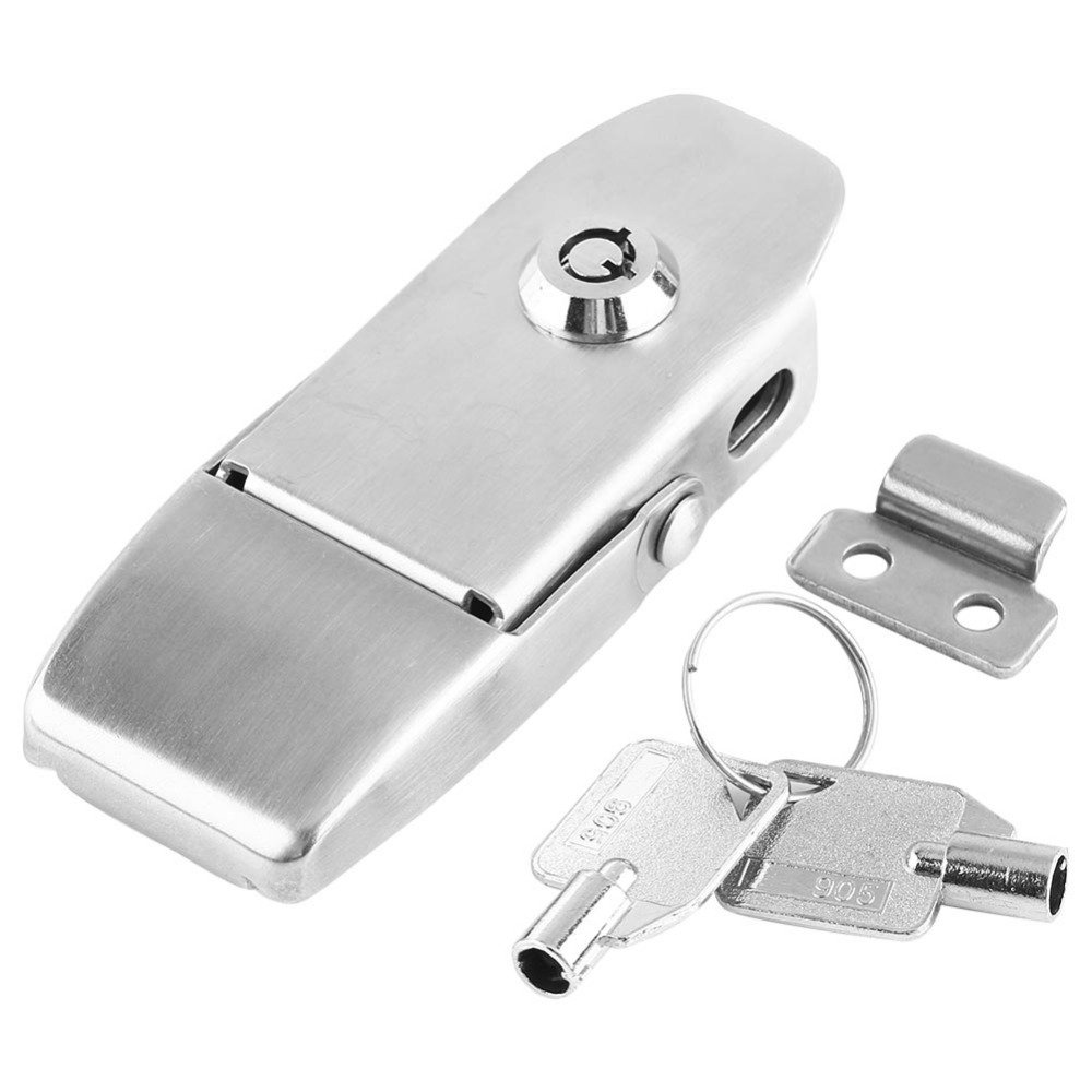 WANLIAN Stainless Steel Spring Toggle Latch Hasp Clamp Cabinet Locking Tool Hardware with Two Keys, Keyed Locking Hasp for Small Doors, Cabinets and More