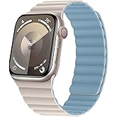 HITZEE Compatible with Apple Watch Band 49/46/45/44/42/41/40/38mm, Soft Silicone Magnetic Bands Strap Compatible for iWatch Ultra 3/2/1 SE3/2/1 Series 11 10 9 8 7-1 (38/40/41/42, Starlight/Blue)