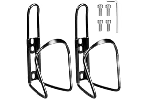 YHT 2 Pack PRO Mountain Bike Water Bottle Holder, Lightweight Aluminum Alloy Bicycle Cup Cage with Screws and Tool, Durable Drink Cages for Outdoor Activities, Road, Touring Bike, MTB Cycling, Blacks