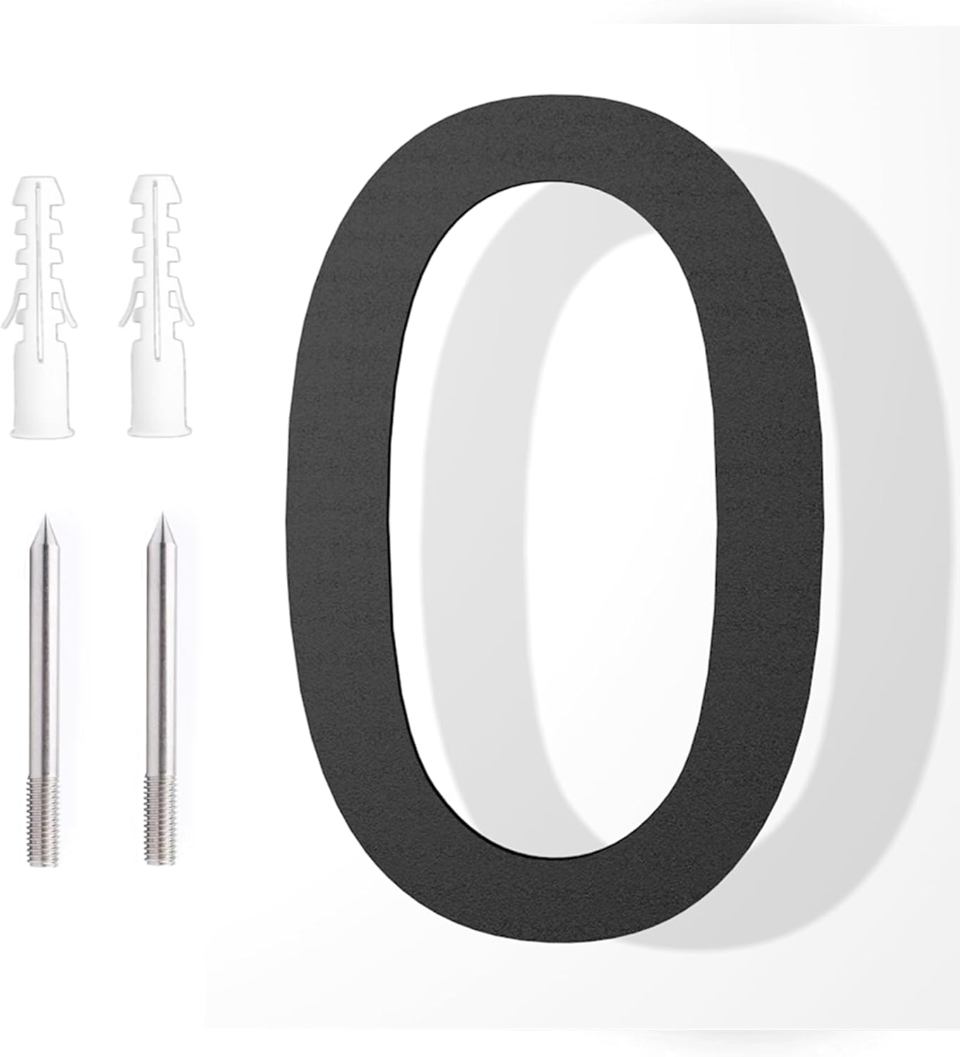 Address Signs - 8 Inch Modern House Numbers, Large Home Address Door Number for Outside Stainless Steel Floating Matte Black (Number 0)