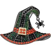 Firopia Halloween Brooch Pins for Women | Funny Rhinestone Witch Hat Pin with Spider for Women | Costume Party Holiday Festive Jewelry Gifts