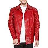 Xpsivponi Men's Fashion Red Leather Jacket Classic Club Jacket