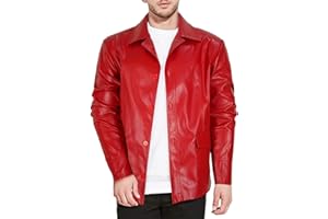 Xpsivponi Men's Fashion Red Leather Jacket Classic Club Jacket