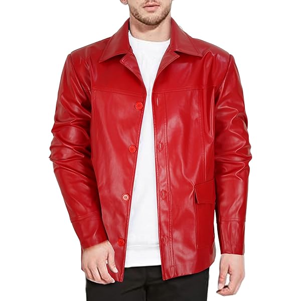 chouyatou Men's Vintage Stand Collar Pu Leather Jacket (Small