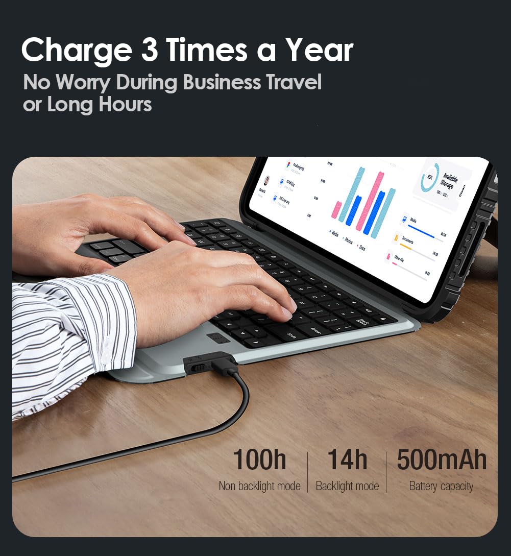 Nillkin iPad A16 (11th Gen) / 10th Gen Case with Detachable Keyboard, Magic Trackpad, 7-Color Backlit, Portrait/Landscape Modes, Rugged Keyboard Case for iPad 11th / 10th Generation (2025/2022), Black