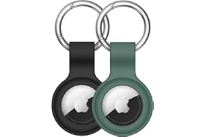 【2 Pack】 Linsaner Compatible with AirTag Case Keychain Air Tag Holder Silicone AirTags Key Ring Cases Tags Chain Apple AirTag GPS Item Finders Accessories，Black Green
