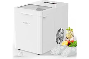 CEBORY Countertop Ice Maker, 9Pcs/6Mins, 36Lbs/24Hrs, Self-Cleaning Ice Machine with 2 Ice Scoop and Basket, One-Click Operation 2 Sizes of Bullet Ice, Portable Ice Maker for Home/Kitchen/Office/Bar