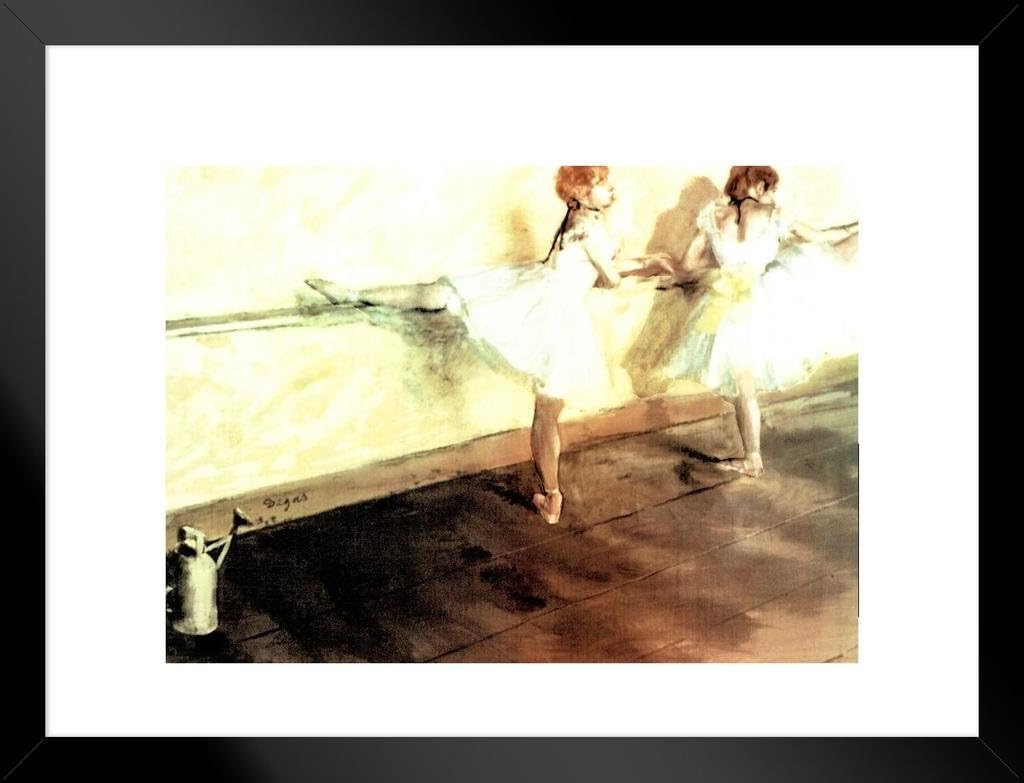 Poster Foundry Edgar Degas Dancers Practicing at The Barre Matted Framed Wall Art Print 26x20