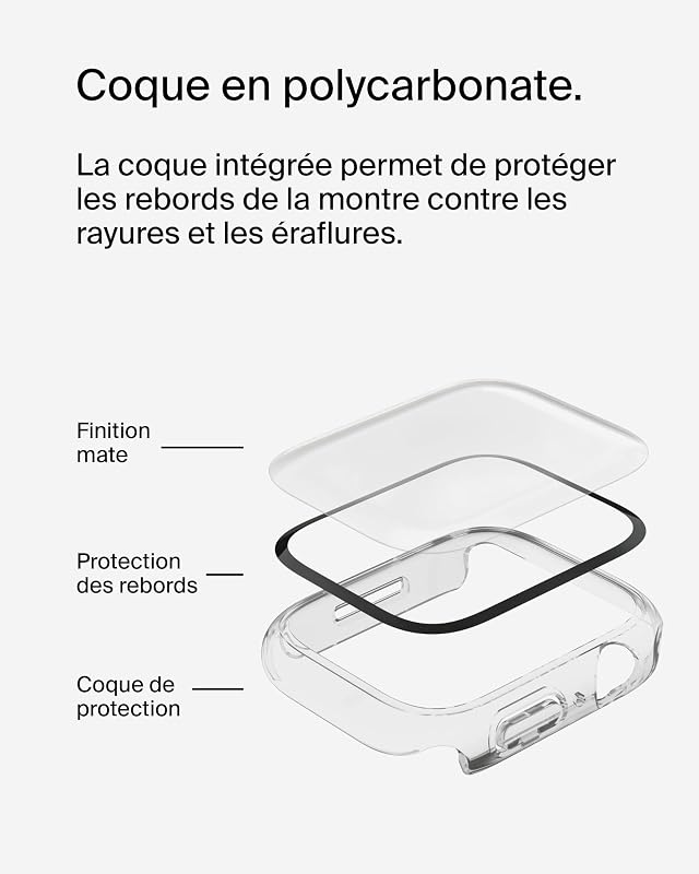 Protection d'Écran TemperedCurve pour Apple Watch Series 8 (Protection Bord-à-Bord, Coque de Protection, Verre Trempé, pour Apple Watch, Transparente)