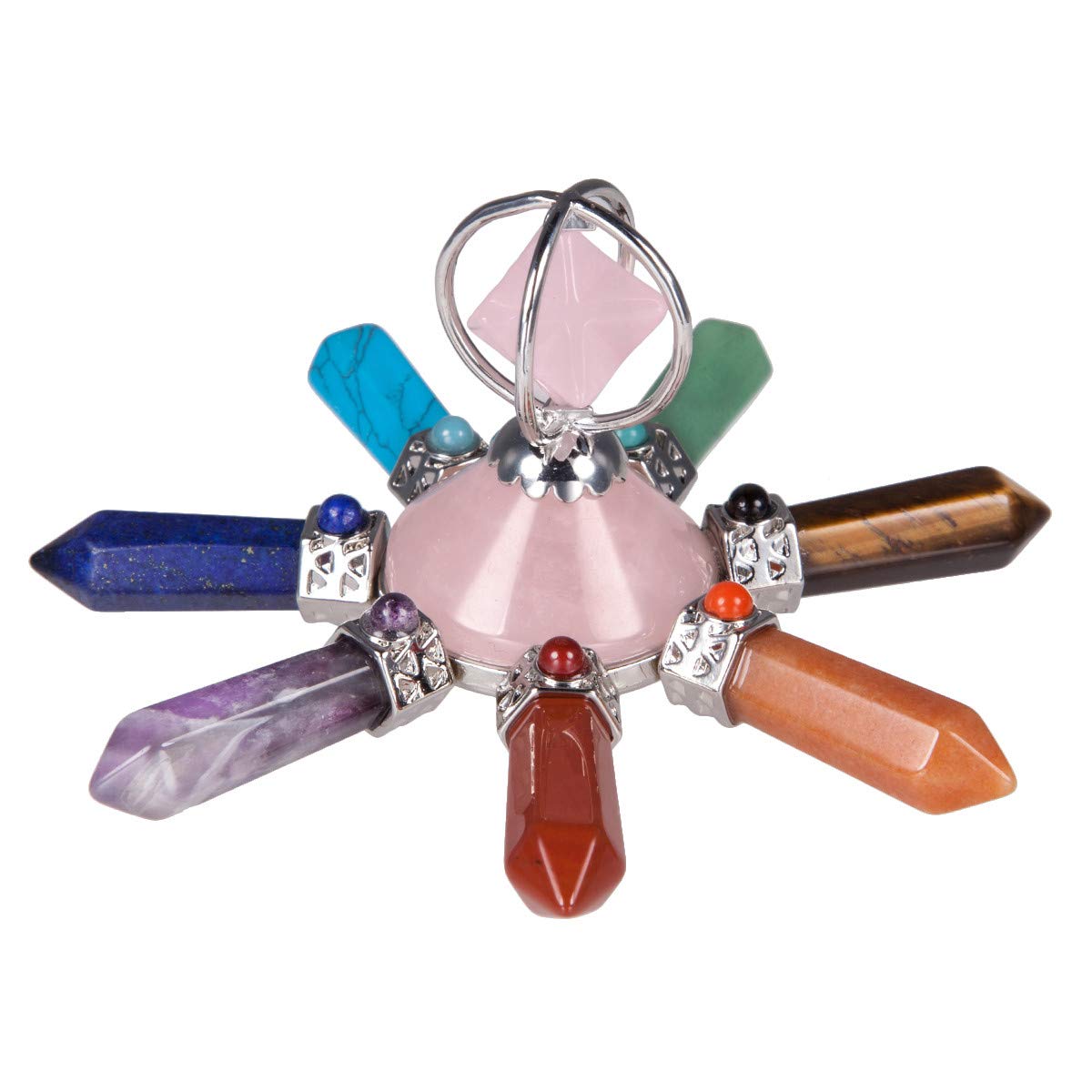 KYEYGWO Healing Crystal Pyramids Energy Pyramids with 7 Chakra Crystal Point Wands for Positive Energy Reiki Balancing Meditation Therapies