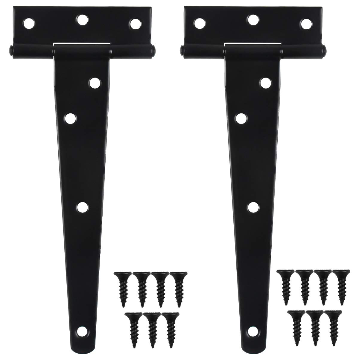 HQdeal 2 Pack Heavy Duty Tee Hinge, 150mm 6 Inch Tee Hinge with Screws for Shed, Barn, Gate and Garden Doors, Black
