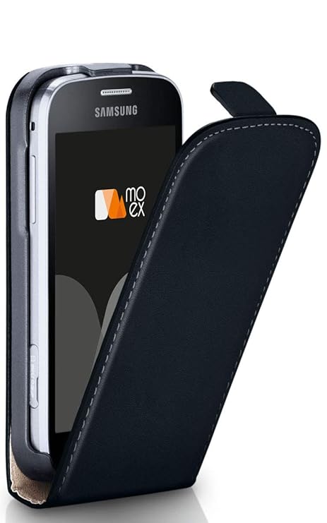 moex Samsung Galaxy Y | Hülle Schwarz 360° Klapp-Hülle Etui Thin Handytasche Dünn Handyhülle für Samsung Galaxy Y Case Flip C