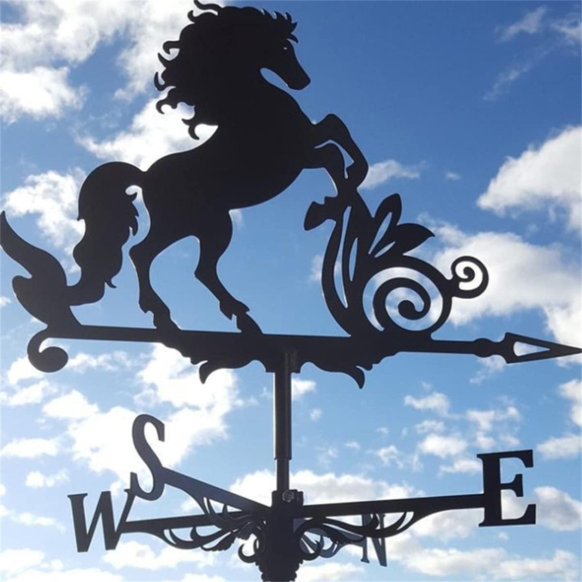Weathervanes - SMSM 3D Animal Metal Weathervane，Vintage Black Wind Direction Indicator Kit for Outdoor Farm Garden Roof Paddock Decoration Weather Vane (Horse)