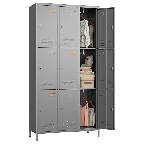 SUPEER 9 Doors Metal Locker with 27 Hooks and Business Card Holder ...