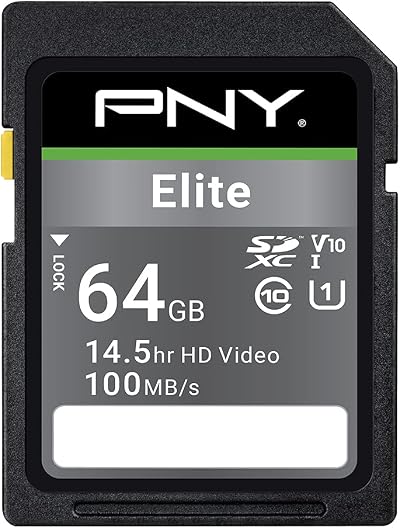 PNY Elite 64GB SDXC Class 10 UHS I U1 100MB/s storage card