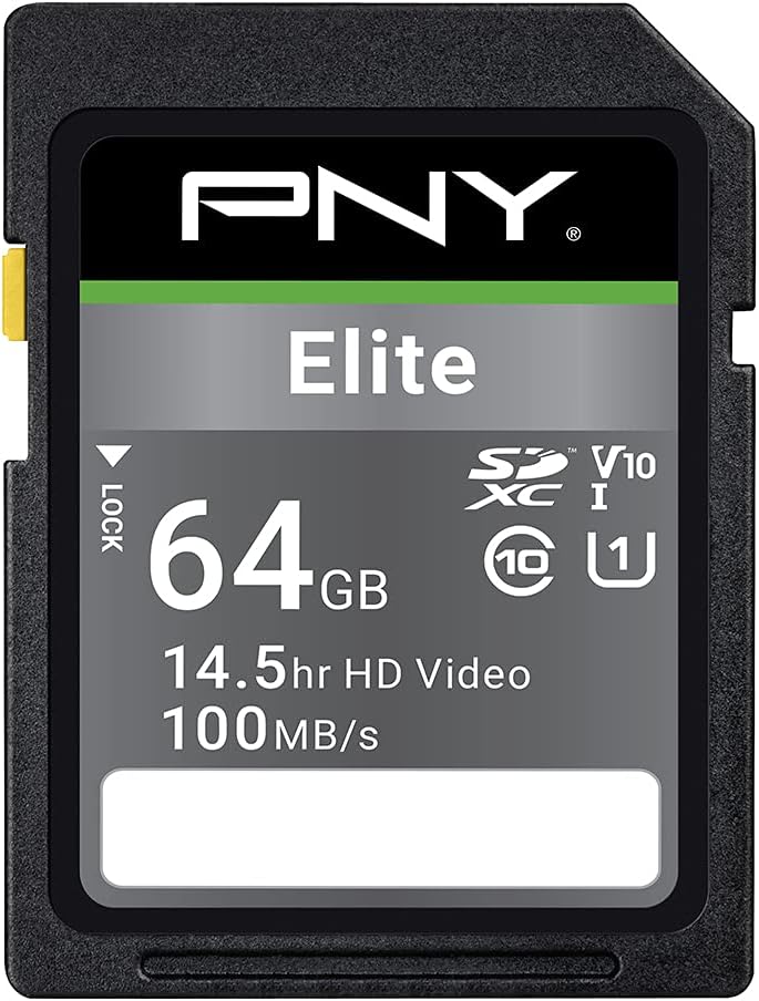 PNY Elite 64GB SDXC Class 10 UHS I U1 100MB/s storage card