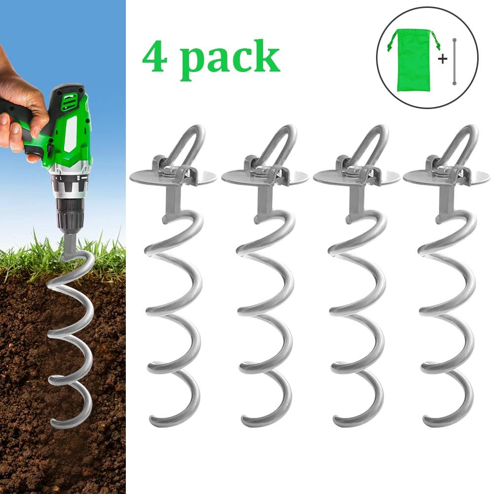 10.6 Inch Pack of 4 Folding Ring Spiral Ground Anchors