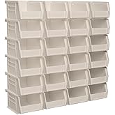Akro-Mils 30210 AkroBins Plastic Storage Bins, Space-Saving Stackable Bins for Garage, Pantry, Craft Organization, 5-Inch x 4-Inch x 3-Inch, Stone, 24-Pack