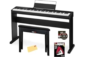 Casio CDP-S160 88-Key Compact Digital Piano - Black Bundle with CS-46 Stand, Furniture Bench, Instructional Book, Online Lessons, Instructional DVD, and Austin Bazaar Polishing Cloth