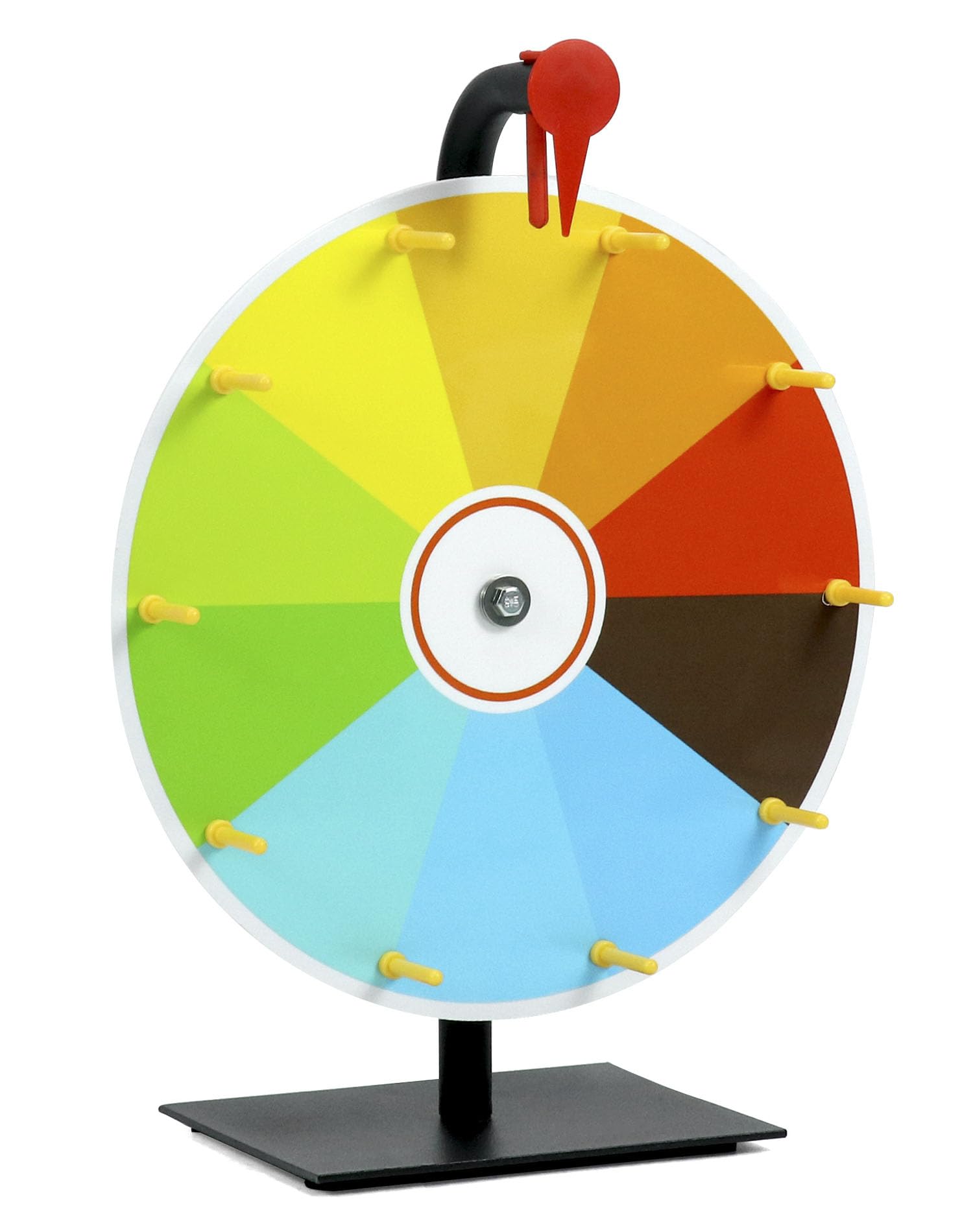 QWORK® 12 Inch Colour Prize Wheel (10 Sections) with Metal Stand, Dry-Erase Wheel of Fortune for Party Pub Games and Shops