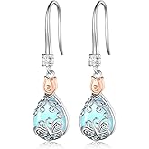 Butterfly/Fan/Mermaid Tail/Dragonfly/Celtic/Moonstone/Black Onyx/Moss Agate Teardrop Drop Dangle Earrings Jewelry Gifts for Women Mom Wife