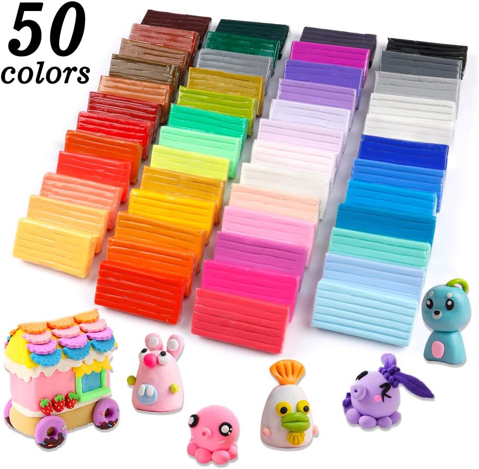 Shuttle Art Polymer Clay Kit, 50 Colours, Soft Oven Clay Kit, 19 Carving Tools and 10 Kinds of Accessories, Non-Stick - Image 3