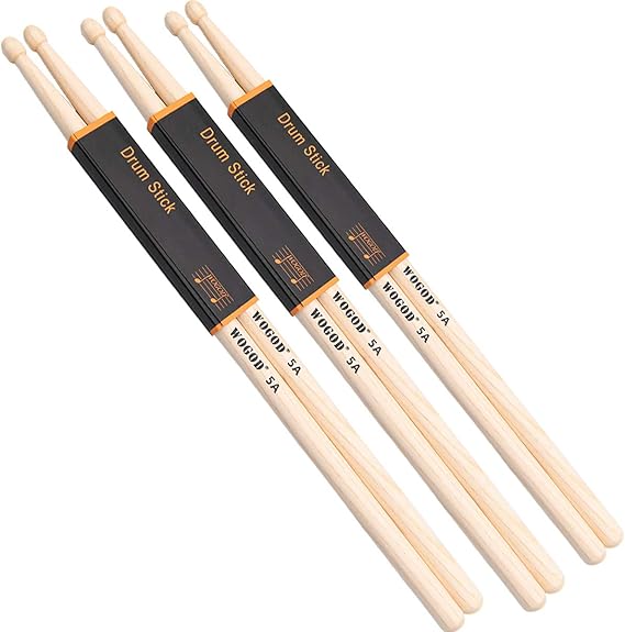 WOGOD 5A Drum Sticks Classic Drumsticks Wood Tip Drumstick