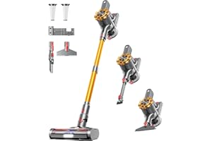 CHEBIO Cordless Vacuum Cleaner, 500W/45Kpa Vacuum Cleaners for Home with LED Display, 8 in 1 Lightweight Stick Vacuum with 60Min Runtime, Anti-tangle, Wall Mount Charging for HardFloor/Carpet/Pet Hair