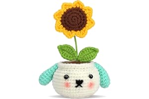 Nitlak Crochet Kit for Beginners, Plants Crochet Kit, Cartoon Potted Plant Crocheting Animals Kits, Complete Starter Knitting Kit for Adult with Step-by-Step Video Tutorials (Sunflower)