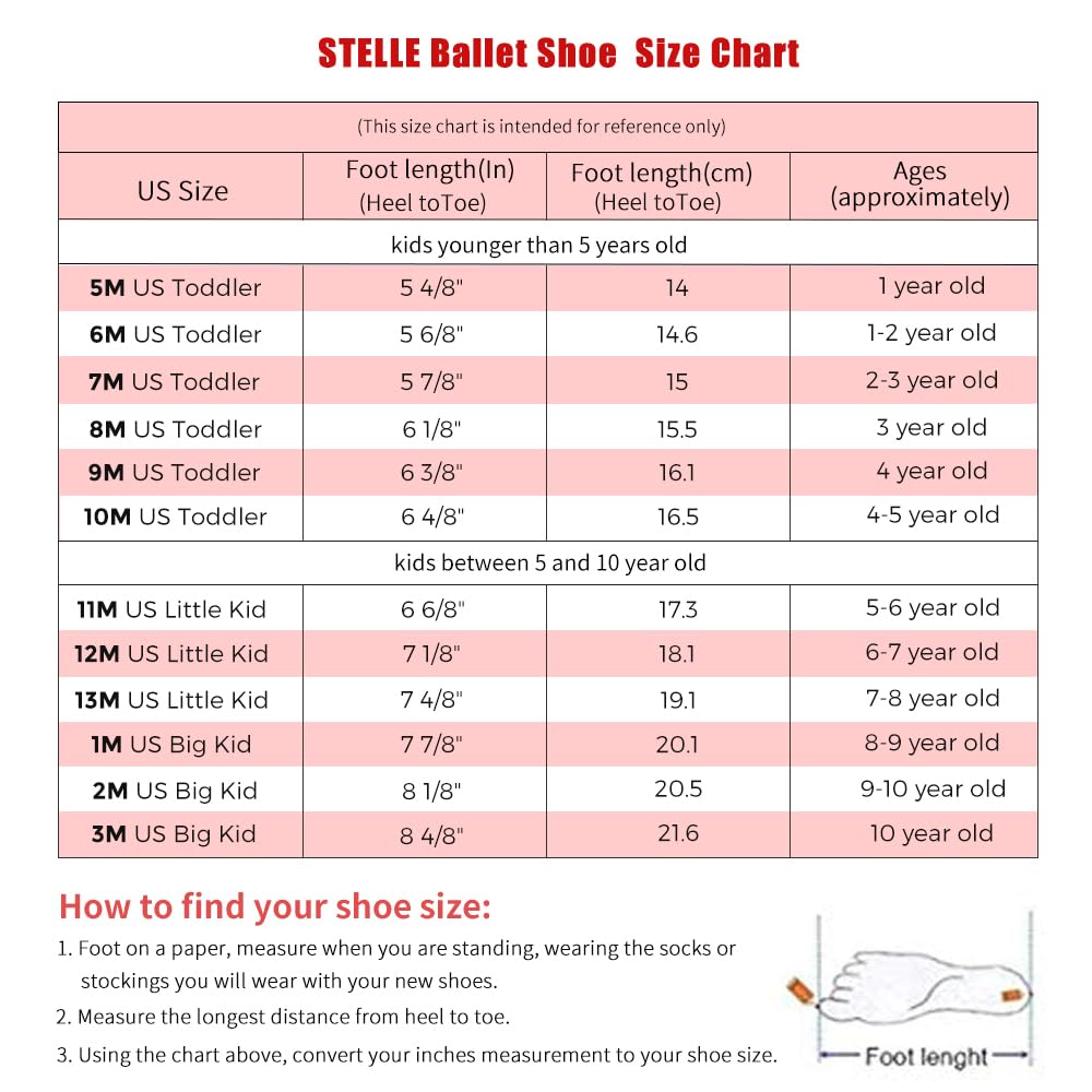 Stelle Ballet Shoes for Girls Boys Close-Fit PU Professional Dance Slippers for Toddler/Little Kid/Big Kid