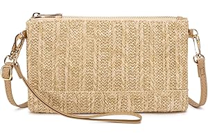 LAM GALLERY Straw Clutch Purse for Beach Summer Vacation Bag Woven Handbag for Women