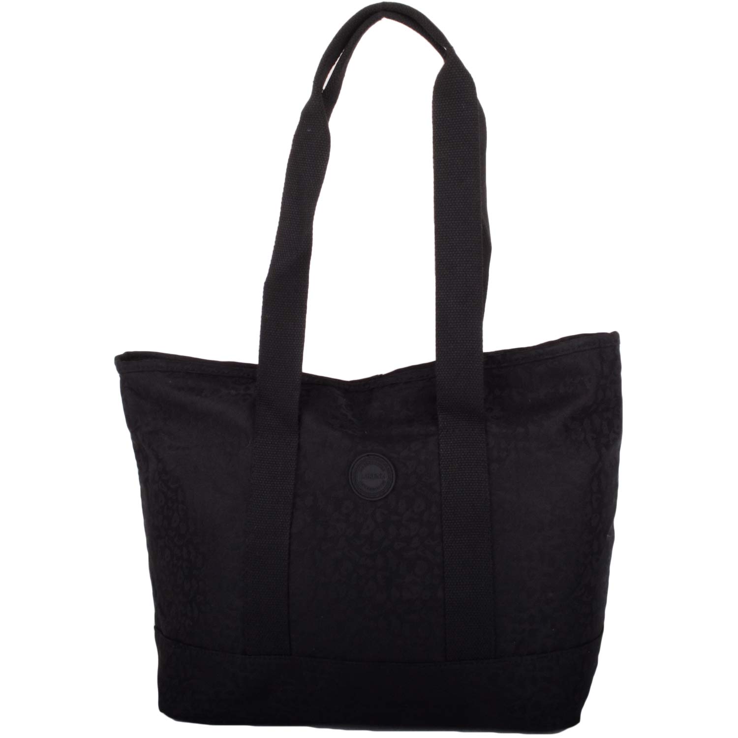 Valita Womens Soft Jacquard Patterned Shoulder Tote Shopper Hand Bag - Black