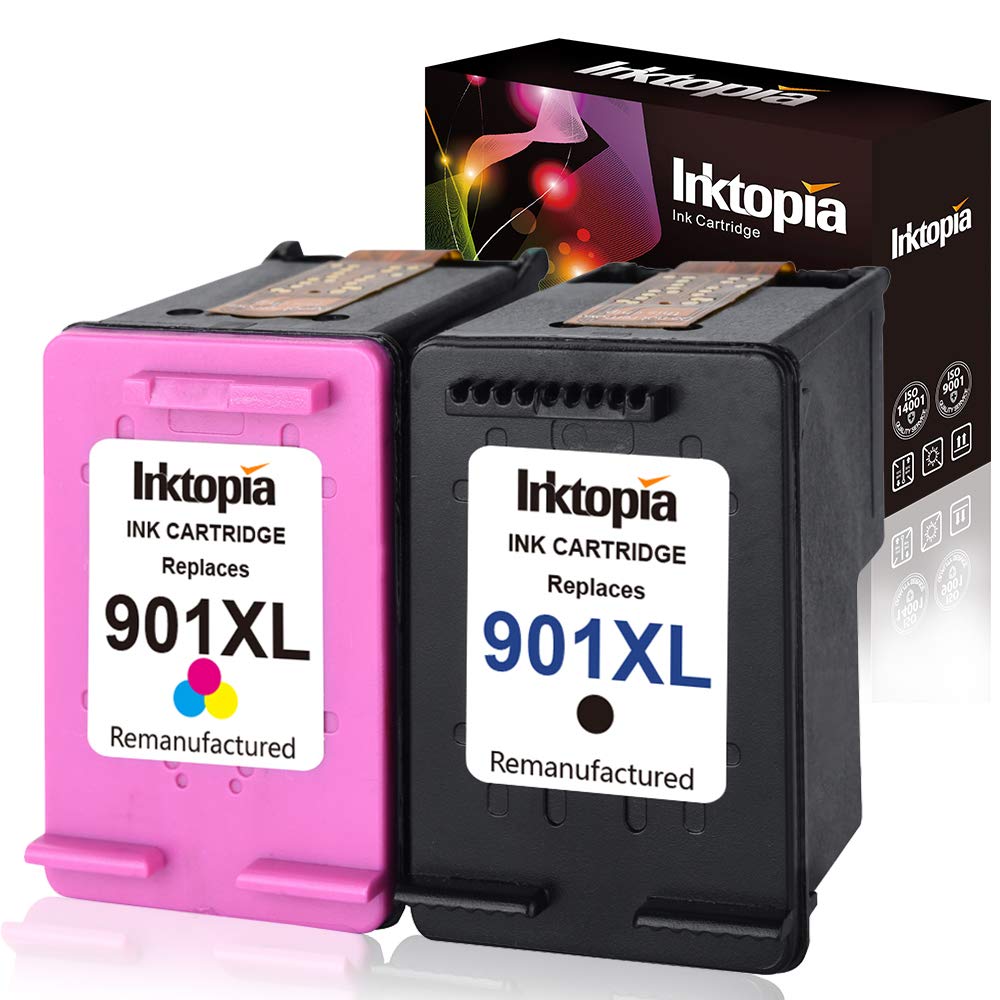 Inktopia Remanufactured Ink Cartridge for HP 901 XL 901XL High Yield Used in HP Officejet 4500 J4500 J4524 J4535 J4540 J4550 J4580 J4660 J4680 J4680C G510a G510g Printer (1 Black, 1 Tri-Color)