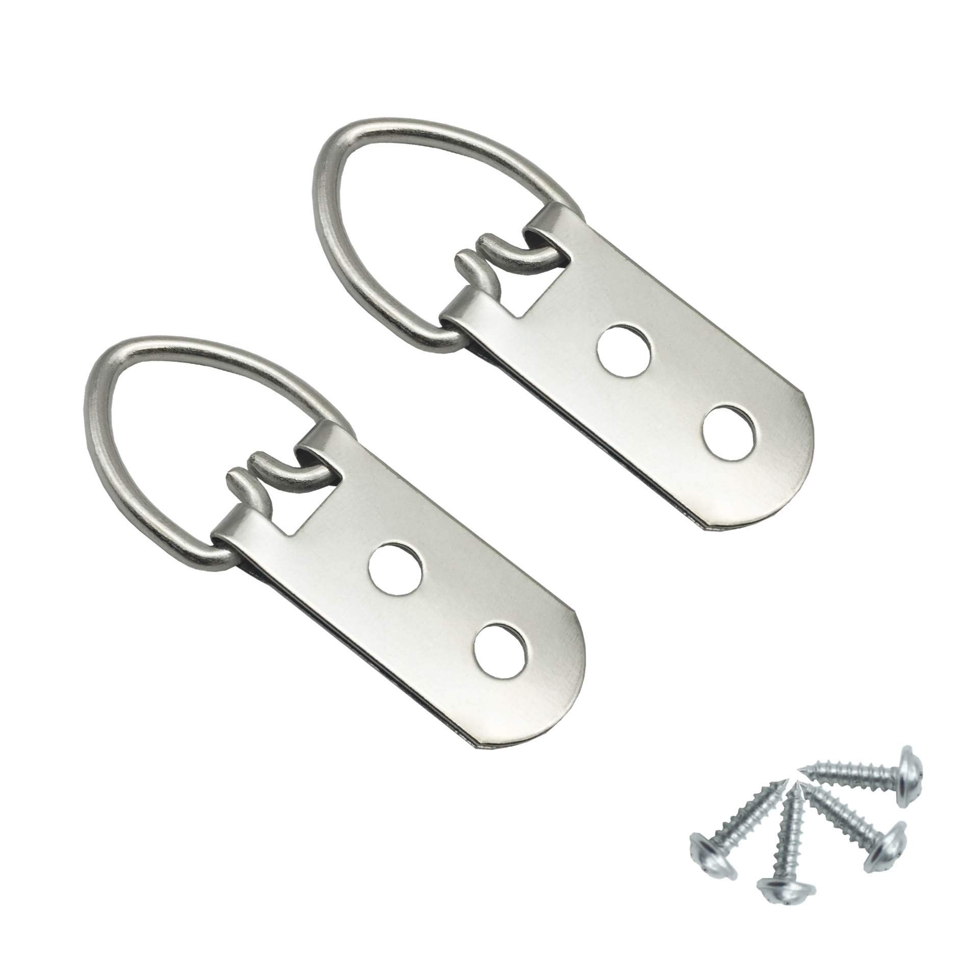 40 Pack Heavy Duty Picture Hangers with Screws D-Ring Double Holes Clasp Picture Hang Solutions, for Hanging Clock Paintings Artwork Picture Frame Hook Photos Mirrors - Silver