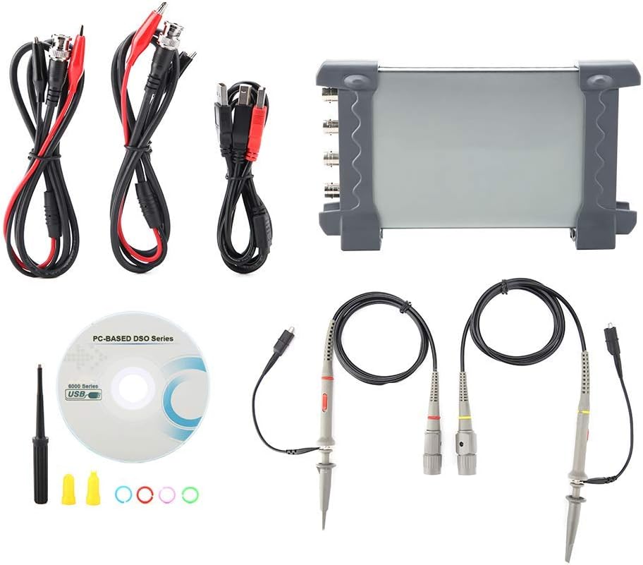 Yadianna Digital Storage Oscilloscope, 4 Channel Handheld Full Touch Generator Recorder Multimeter 100MHz Bandwidth AC100-240V 6104BC PC USB2.0 1GSa/s 64K